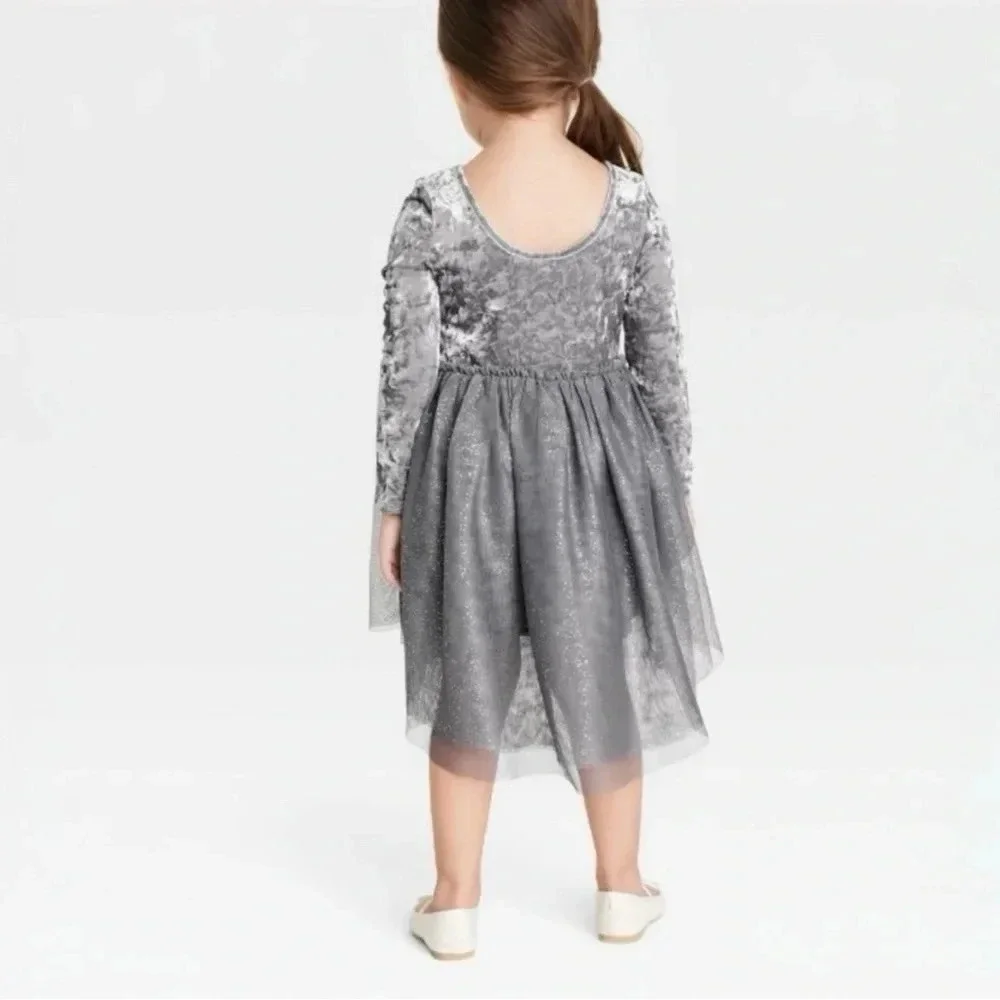 Cat & Jack | Crushed Velvet Tulle Dress (6X) 🩶